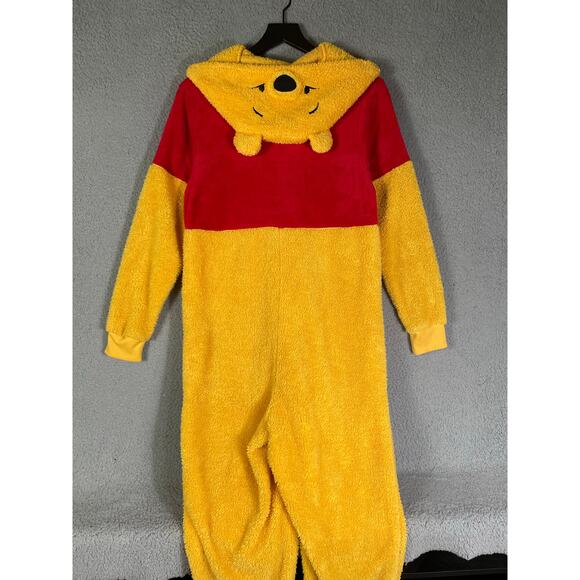 Disney Winnie the Pooh Hooded Pajama Costume Suit S/M Fleece Zip Bear Loungewear - Picture 3 of 9
